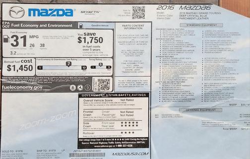 Blue 2016 Mazda Mazda6 i Grand Touring