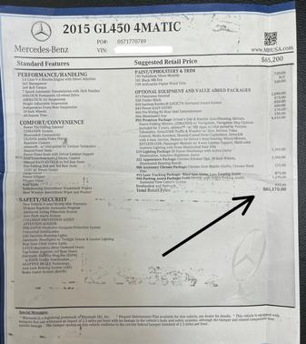 Gray 2015 Mercedes-Benz GL-Class GL 450 4MATIC