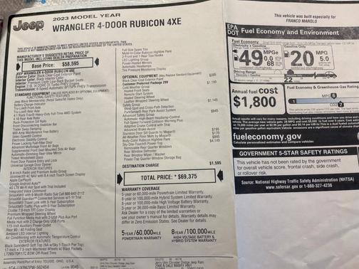Black 2023 Jeep Wrangler 4xe Rubicon