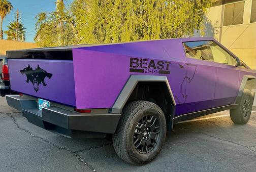 Purple 2024 Tesla Cybertruck Cyberbeast