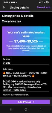 Blue 2015 Volkswagen Passat 2.0L TDI SEL Premium