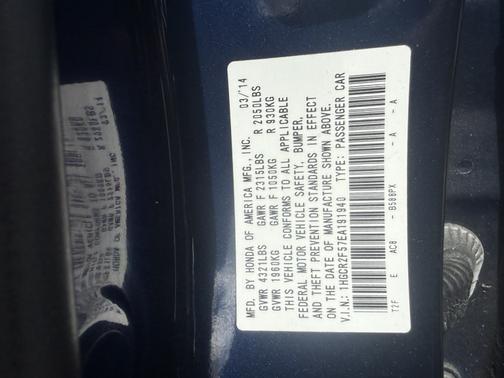 Blue 2014 Honda Accord Sport