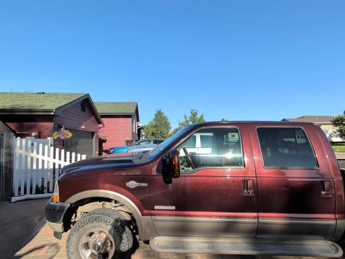 Red 2003 Ford F-250 Lariat Crew Cab Super Duty