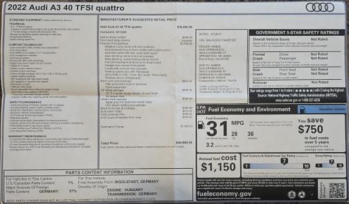 2022 Audi A3 Premium Plus