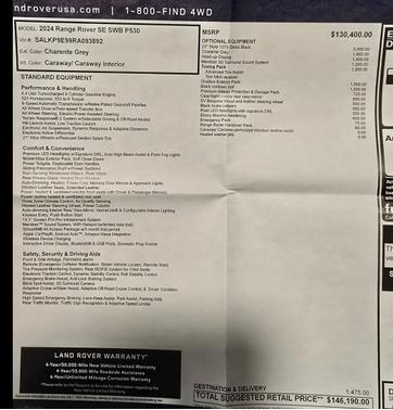 Gray 2024 Land Rover Range Rover P530 SE SWB