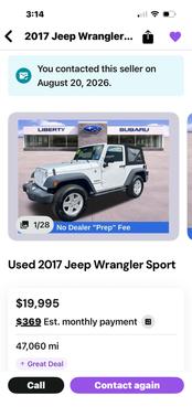 White 2017 Jeep Wrangler Sport