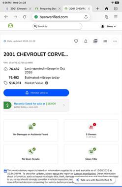 Blue 2001 Chevrolet Corvette Base