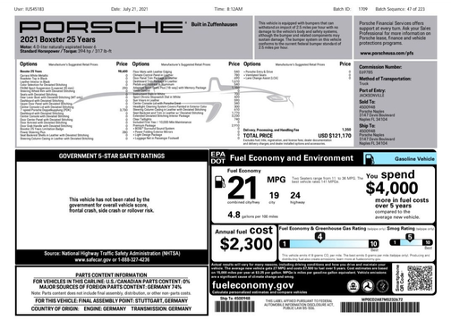 2021 Porsche 718 Boxster 718 Boxster 25 Years