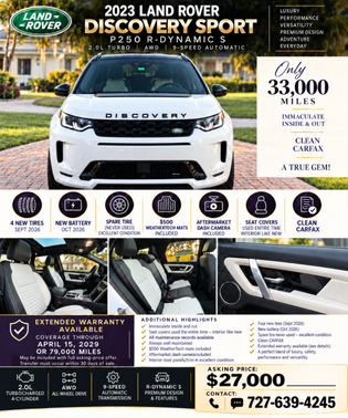 White 2023 Land Rover Discovery Sport S R-Dynamic