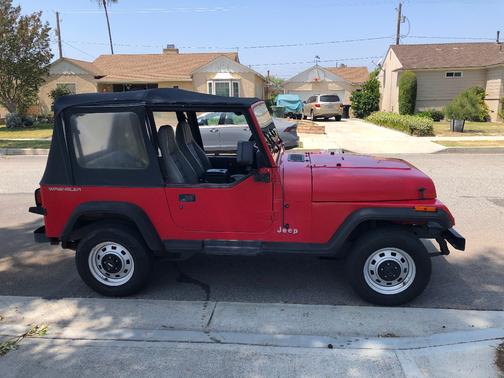 Red 1995 Jeep Wrangler S