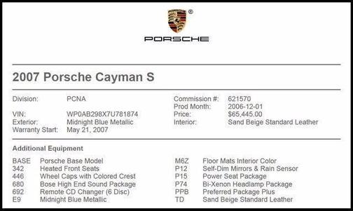 Blue 2007 Porsche Cayman Cayman S
