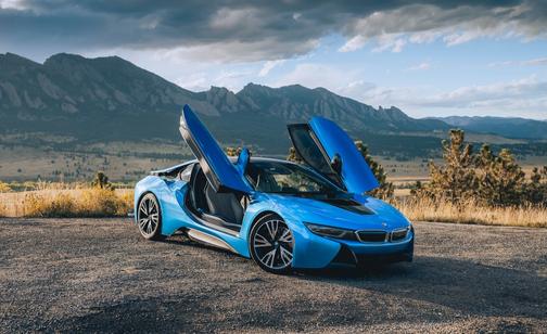 Blue 2015 BMW i8 Base