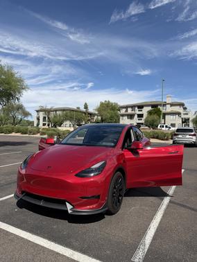 Red 2021 Tesla Model Y Long Range