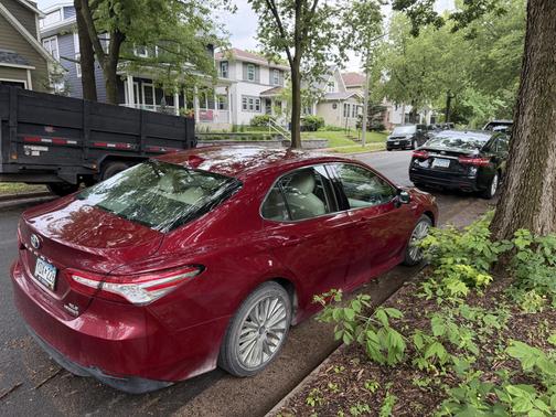 Red 2019 Toyota Camry Hybrid XLE