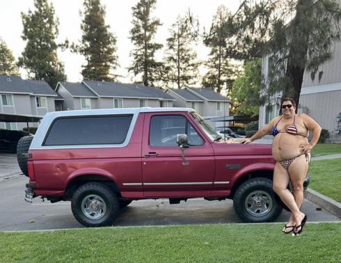 Red 1994 Ford Bronco XLT