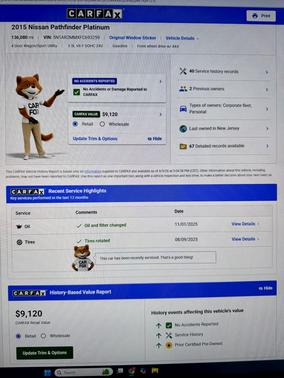 Blue 2015 Nissan Pathfinder Platinum