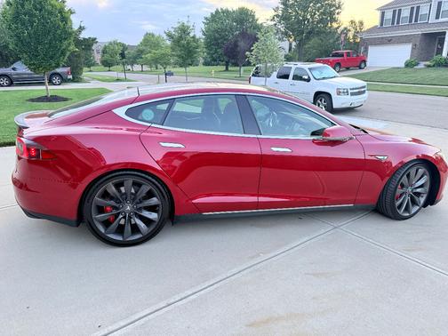 Red 2015 Tesla Model S P90D