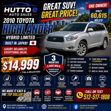 Silver 2010 Toyota Highlander Hybrid Limited