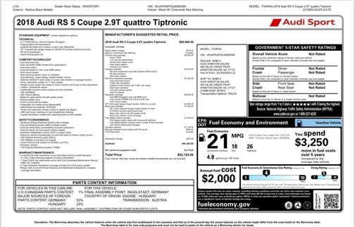 Gray 2019 Audi RS 5 2.9T