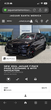 Black 2024 Jaguar F-PACE P400 R-Dynamic S