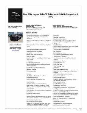 Black 2024 Jaguar F-PACE P400 R-Dynamic S