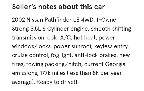 2002 Nissan Pathfinder LE