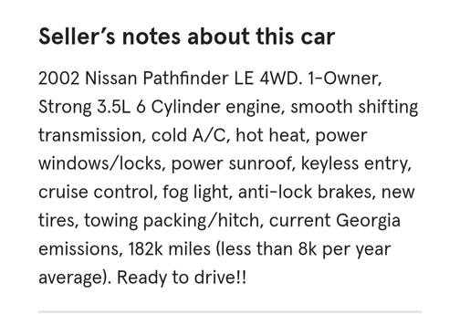 2002 Nissan Pathfinder LE