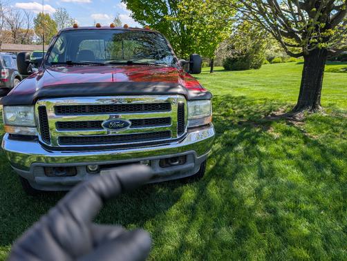 Red 2003 Ford F-350 Lariat Crew Cab Super Duty DRW