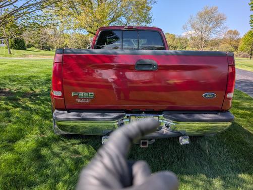 Red 2003 Ford F-350 Lariat Crew Cab Super Duty DRW