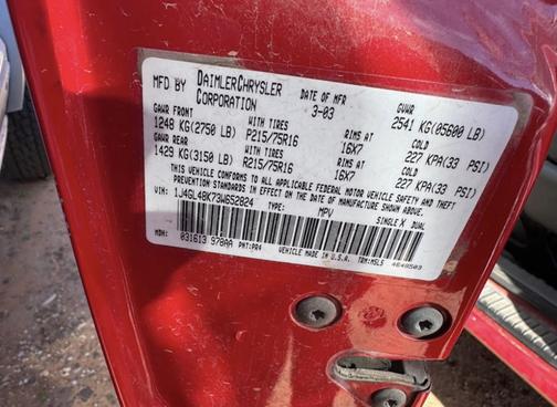 Red 2003 Jeep Liberty Sport
