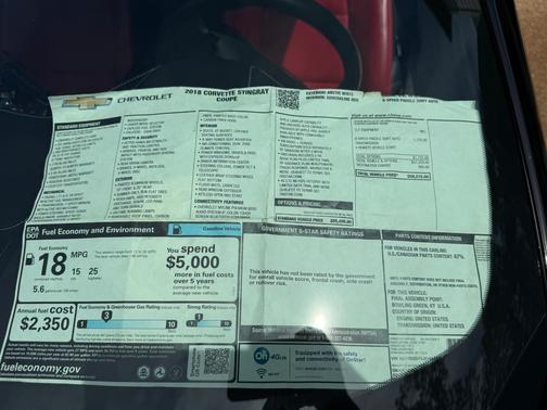 White 2018 Chevrolet Corvette Stingray