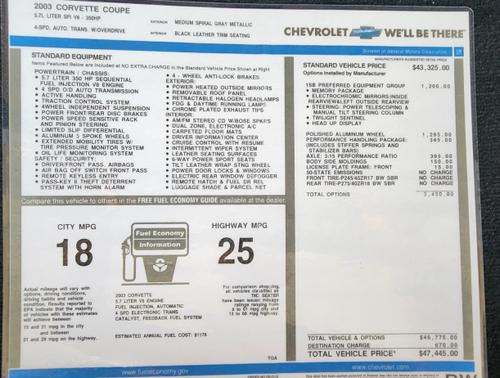 2003 Chevrolet Corvette Base