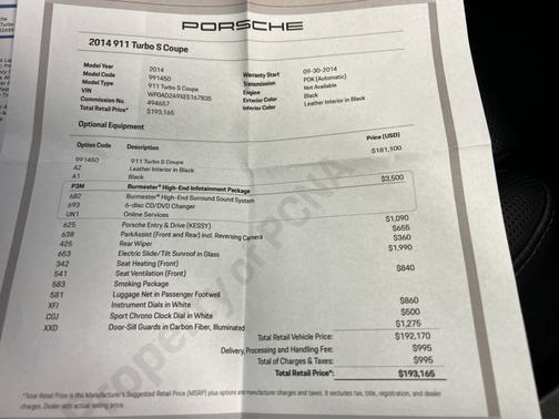 2014 Porsche 911 911 Turbo S