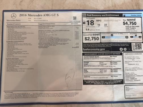 2016 Mercedes-Benz AMG GT AMG GT S