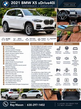 White 2021 BMW X5 xDrive40i