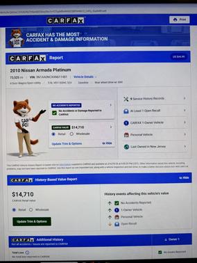 Black 2010 Nissan Armada Platinum