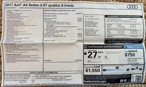 2017 Audi A4 2.0T Premium