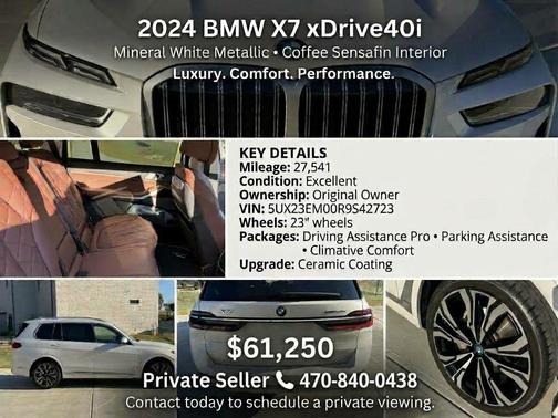 White 2024 BMW X7 xDrive40i