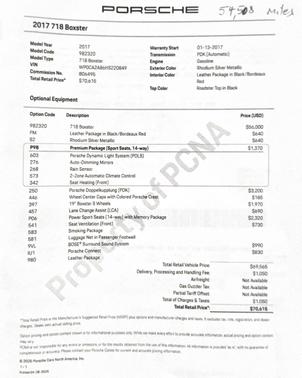 2017 Porsche 718 Boxster 718 Boxster