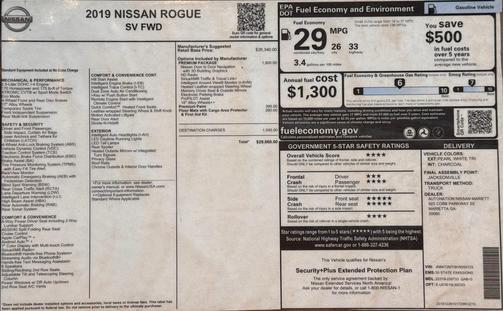White 2019 Nissan Rogue SV