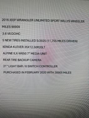 Black 2016 Jeep Wrangler Unlimited Willys Wheeler