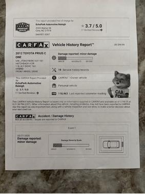 2012 Toyota Prius c One