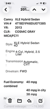 Gray 2013 Toyota Camry Hybrid XLE