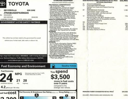 2023 Toyota GR Corolla Core