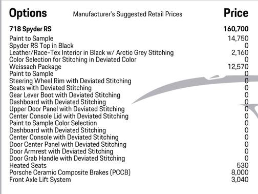 2024 Porsche 718 Spyder 718 Spyder RS