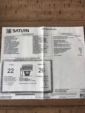 Silver 2007 Saturn Sky Base