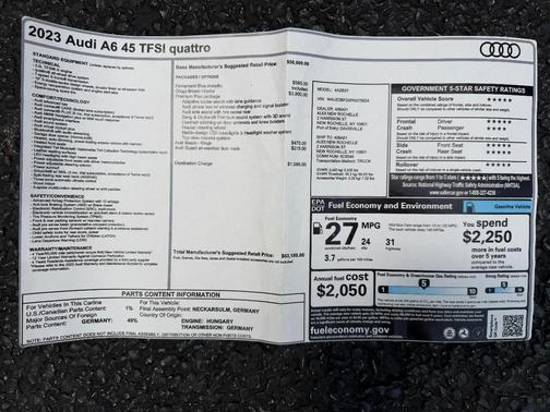 Blue 2023 Audi A6 45 Premium Plus