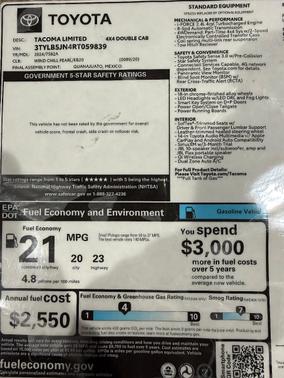 White 2024 Toyota Tacoma Limited