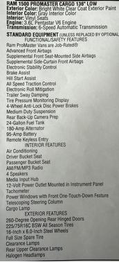 White 2014 RAM ProMaster 1500 Tradesman