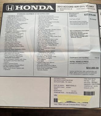 Gray 2013 Honda Accord EX-L V-6